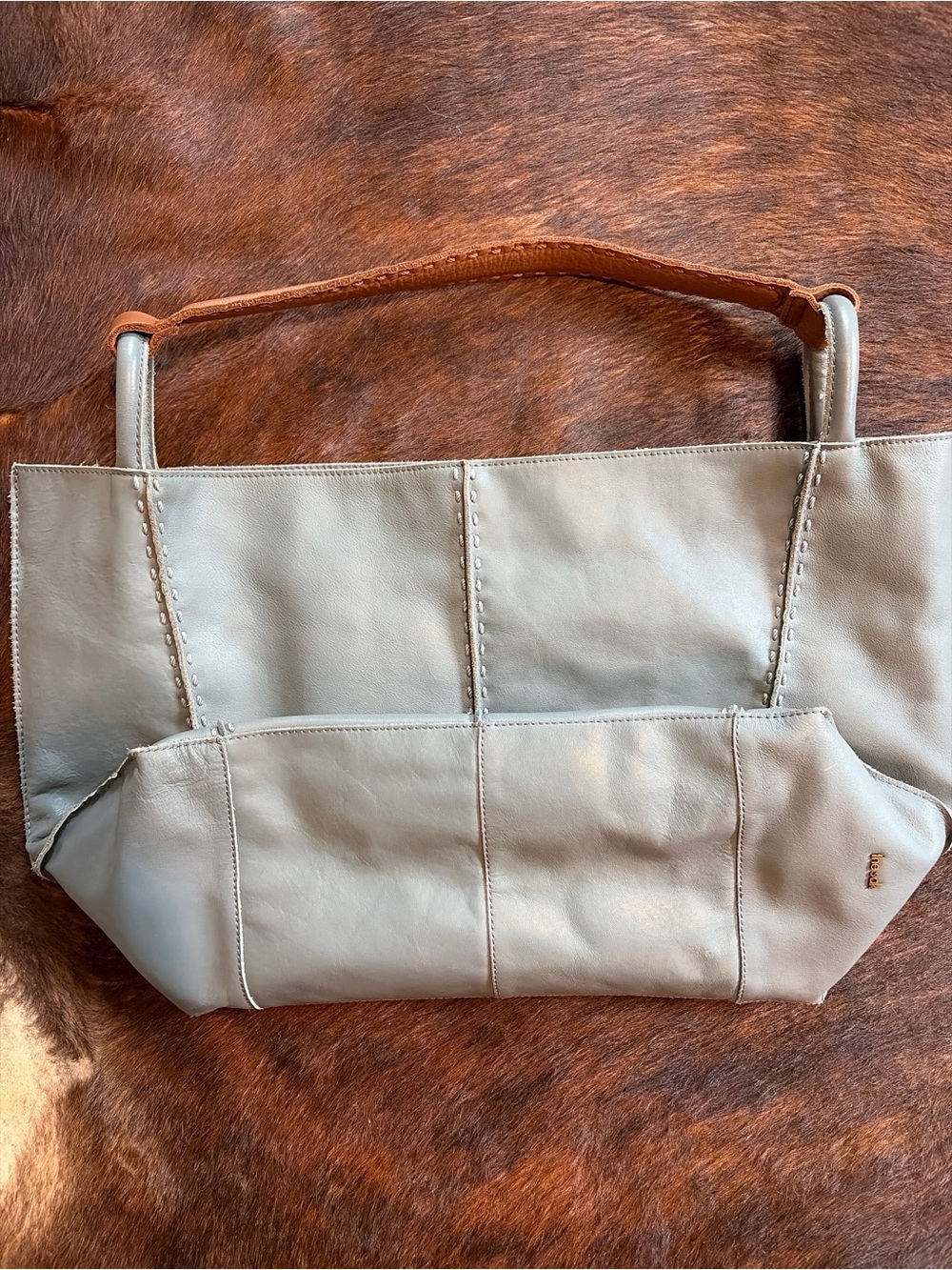 THE SAK Leather Los Feliz Tote Purse Shoulder Bag Women Medium Maritime Blue